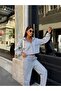 Women's Gray Stand Collar Half-Zip Sweatshirt Pants Set - 5