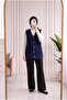 Enuna Gold Buttoned Angora Vest-Kr5028 Navy Blue