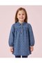Girls Blue Jacquard Peter Pan Collar Dress