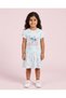 Girls Blue Stitch Floral Printed Knit Dress