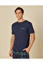 Men Navy T-Shirt And Checked Pants Pyjama Set - 2