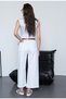 Women's High Waist Belted Loose Wide Leg Palazzo Jeans - 5
