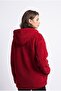 2233 Hooded Pocket Zippered Soft Textured Fleece Sweatshirt Red - 7