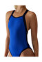 Women's Training Swimsuit Wide Strap Open Back Solid Royal Navy Blue - 5