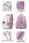 Mocha Duo Backpack 17 Inch School Bag with Anti-Theft Pocket, Includes Bear Charm, Anime Badge Set, Mini Pouch, 43 x 28 x 18 cm - 7