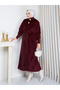 Stylish Coat with Hidden Buttons, Ribbed Sleeves and Fok Fabric by Hakim Yaka - 7