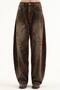 Women's Floral Patterned Velvet-Looking Balloon Fit Design Jeans