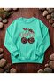 Women's Leopard Cherry Print Oversized Crew Neck Sweatshirt
