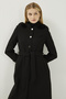 High Collar Fur Detailed Cashmere Coat Black 13326