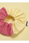 Viva Red Yellow Striped Scrunchie Hair Tie Two Colors Poplin Fabric Handmade - 2