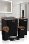 Stella Black Wood Patterned Striped Bathroom Set 5 Pieces Plastic