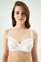 Underwire Gathering Striped Ecru Bra - 4
