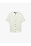 Regular Fit Short Sleeve Crew Neck Asymmetrical Knitwear Cardigan