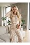 Women's Long Sleeve Patterned Bow Detailed Camisole Fabric Pajama Set - 2