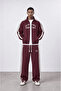 Men's Essentials Stripe Detailed Doubleface Tracksuit Set Claret Red