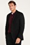 Men's Black Wool Slim Fit Mono Collar Blazer Jacket with Pocket - 3