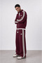 Men's Winner Stripe Detailed Doubleface Tracksuit Set Claret Red - 2