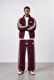 Men's Winner Stripe Detailed Doubleface Tracksuit Set Claret Red