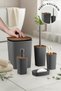 Sapphire Anthracite Wood Patterned Striped Bathroom Set 5 Pieces Plastic - 7