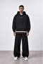 Men's Rosette Embroidered Oversize Hoodie Black - 4