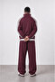 Men's Winner Stripe Detailed Doubleface Tracksuit Set Claret Red - 3