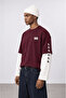 Men's Double Sleeve Oversize Sweatshirt Claret Red - 3