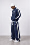 Men's Essentials Stripe Detailed Doubleface Tracksuit Set Navy Blue - 2