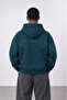 Men's Rosette Embroidered Oversize Hoodie Emerald