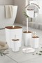 Sapphire White Wood Patterned Striped Bathroom Set 5 Pieces Plastic - 6