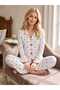 Women's Long Sleeve Patterned Bow Detailed Camisole Fabric Pajama Set