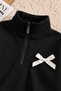 Children's New Bowknot 100% Cotton Long Sleeve Half-Zip Sweatshirt-Sweatpants (3-12 Years) - 4