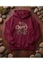 Women's Leopard Cherry Print Oversized Hooded Sweatshirt