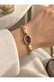 Women's Oval Dial Stone Detailed Elegant Wristwatch – Gold & Silver Color Stylish Design - 2