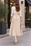Leather Front-Zip Midi Length Flared Skirt - 2