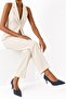 Meadow Navy Blue Suede Leather Women's Heeled Shoes - 3