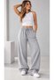 Women's 3-Piece Wide Leg Sweatpants Black Gray Navy Blue Oversize Loose Fit Casual - 4