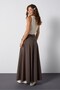Women's Brown Premium Long Parachute Skirt with Tie Detail at the Waist 32011 - 6