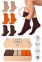 Bamboo Women's Elasticless Orange-Brown-Beige Seamless Premium Socks Boxed 6-Piece / Non-Marking / Non-Tightening Socks