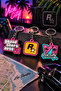 Gta 6 Vi 3-Piece Keychain Set - Gta Vi, Rockstar, and Vice City Designed 3D Printed Keychain Bag Ornament Charm - 4