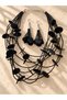 Nora Round Leather Detailed Multi-Layered Necklace and Earring Set – Black/White - 2