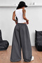 Draw Smoked Battal Pattern Wide Leg Adjustable Elastic Lace-Up 2 Thread Oversize Sweatpants - 7