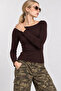 Boat Neck Basic Knitwear Sweater Lki̇0063 Brown - 4