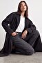 Long trench coat with open collar and belt - 3