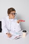 Women's White Premium Wide-Cut Poplin Shirt with Scarf 32008 - 8