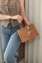 Women's Tan Suede Hand and Shoulder Bag - Adjustable Long Strap - with Charm Gift - 2