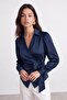 Satin V-Neck Tie Blouse - 4