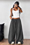 Draw Smoked Battal Pattern Wide Leg Adjustable Elastic Lace-Up 2 Thread Oversize Sweatpants - 4