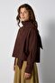 Women's Brown Premium Wide-Cut Poplin Shirt with Scarf 32008 - 3
