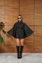 Belted Plaid Cape Jacket Poncho - 2