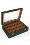 15-Piece Premium Watch Box, Faux Leather Covered, Special Design with Glass, Handmade Accessory Organizer - 3